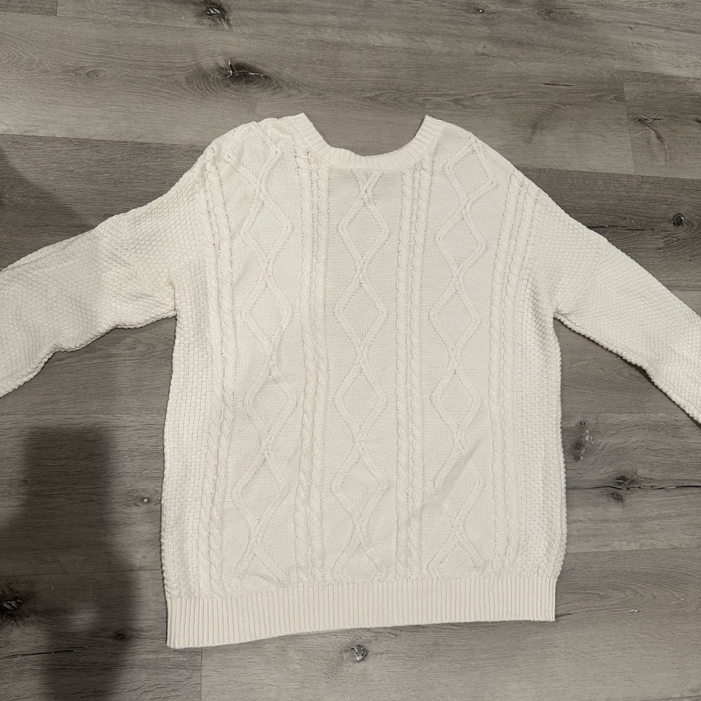 White Hollister Cable Knit Sweater